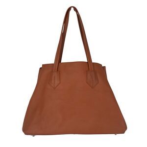 NEELY & CHLOE Large Tote Laptop Weekend Travel Bag Shopper Caramel Leather